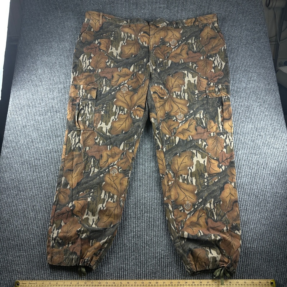 VTG Fall Foliage Camo Cargo Pants Mens 3XL USA Made Oak Leaf Hunting Trousers